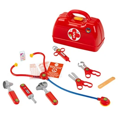 Imagen de Theo Klein 4457 Maletín de médico, con estetoscopio, termómetro, jeringuilla y mucho más, robusto práctica asa transporte, Medidas 24 cm x 11 19 cm, Juguete para niños a partir 3 años