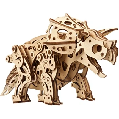 Imagen de UGEARS Triceratops Modelismo Dinosaurio para Montar Puzzle 3D Madera Dinosaurios Construir Único Regalo Maqueta Dino Mecánico con Paseo Realista Ideal Fans de Maquetas y Rompecabezas