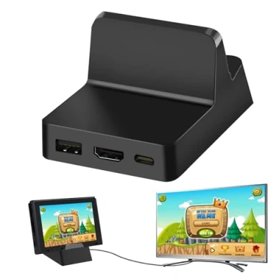 Imagen de Estación de carga para Nintendo Switch/Switch OLED: Nizirioo portátil Switch TV Docking Station Mini Base con 4K HDMI y USB 3.0 conector