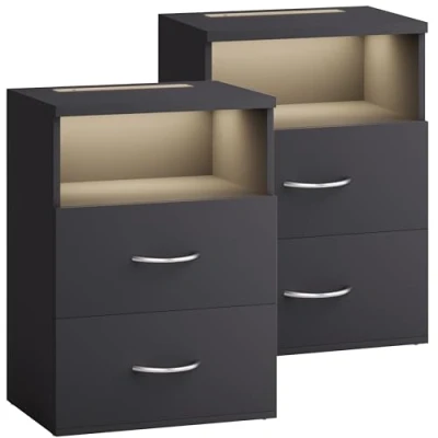 Imagen de Mesita de noche Jamie set 2 antracita 55x40x28cm