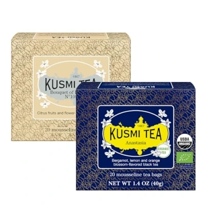 Imagen de Kusmi Tea Juego de 2 Cajas Té Anastasia + Bouquet Flores n108 Negro Orgánico con Bergamota e Ylang 2x20 Bolsitas