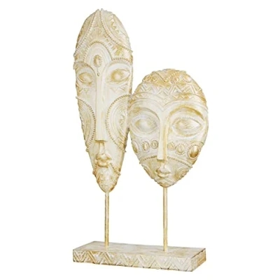 Imagen de GILDE Máscara Decorativa con Cabeza de Escultura, para Colocar Color/Blanco/Dorado, Adornos Altura 3 cm
