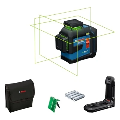 Imagen de Bosch Professional Nivel láser GLL 80 33 G (soporte LB 10, verde, alcance de hasta 30 metros, doble fuente alimentación, 4 pilas LR6 1,5 V, bolsa protectora)