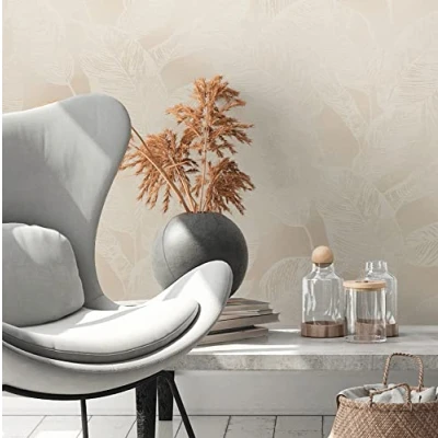 Imagen de A.S. Création Natural Living 386633 Papel pintado (10,05 x 0,53 m, fabricado en Alemania), color beige y blanco