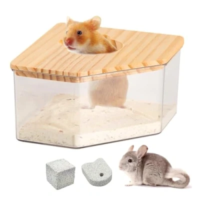 Imagen de Nizirioo Baño De Hámster, Caja Arena para Inodoro Hámster Pet Acrílico Transparente Hamster Sand Bath Box Bañera Mascotas