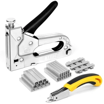 Imagen de AECCN Grapadora Manual 3 en 1 con 2100 Grapas para Uso Serie (Incluye Extractor Grapas) tapicería, material de fijación, decoración, carpintería, muebles, Madera