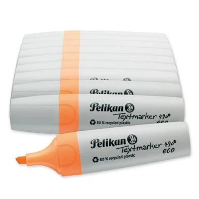 Imagen de Pelikan Rotuladores fluorescentes 490 eco, naranja neón, 10 unidades, en caja plegable