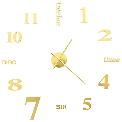 Imagen de vidaXL Reloj Pared Adhesivo 3D XXL Gigante Decorativo Diseño Moderno Dorado