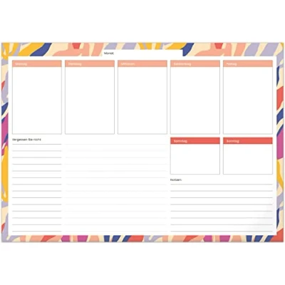 Imagen de Planificador semanal A3 sin fechar, agenda, escritorio, con vista para notas y listas de tareas (hojas)