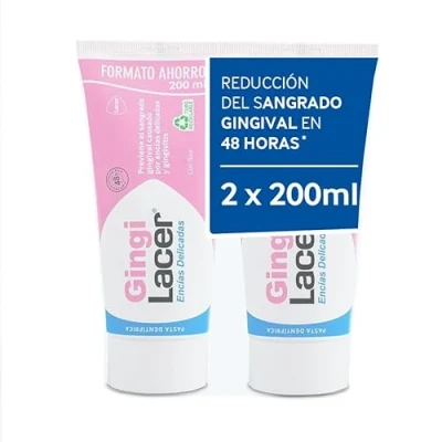 Imagen de GINGILACER Pasta de Dientes Pack 2 x 200 ml, Previene y Elimina la Placa Dental, Alivia Enfermedad Periododental, Reduce el Sangrado Gingival, Idónea para Pacientes Diabéticos