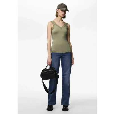 Imagen de PIECES Pcbarbera Lace Top Noos, Deep Lichen Green, L Mujeres