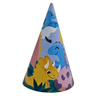 Imagen de CONVER PARTY,DINOSAUR FRIENDS, Gorros de Cartón, Decoración Cumpleaños Infantil, Gorritos para Fiesta Cumpleaños, 6 Unidades