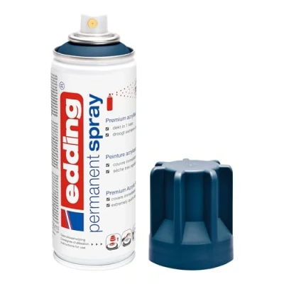 Imagen de edding 5200 spray permanente azul noche elegante mate 200 ml pintura acrílica para pintar y decorar vidrio, metal, madera, cerámica, plástico, lienzo aerosol, acrílico, de