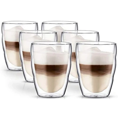 Imagen de Bodum Pilatus Juego de 6 Vasos Doble Pared, Cristal, Transparente, 56 x cm