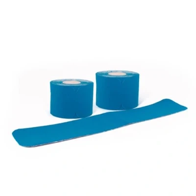 Imagen de Set de 2 cintas kinesiológicas precortadas color celeste axion 40 tiras 25x5 cm cada una Cinta resistente al agua agradable a la piel elástica Tape ideal deporte