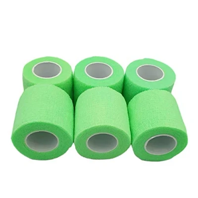 Imagen de PintoMed Venda Cohesiva Verde Neon 6 rollos x 5 cm 4,5 m autoadhesivo flexible vendaje, primeros auxilios, lesiones