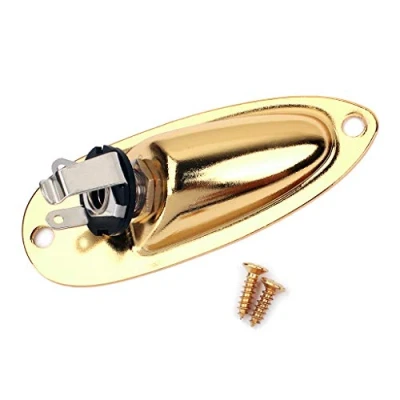 Imagen de Alnicov Salida de entrada barco Jack Plate Socket con tornillos para Fender Strat Guitar Gold