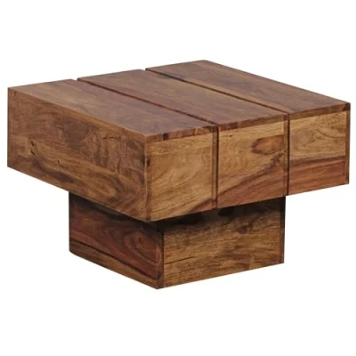Imagen de WOHNLING Mesa Sheesham de Centro Madera 44 x 30 cm sólido Cuadrado Cubo Amplia