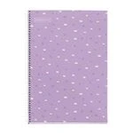 Imagen de Miquelrius Cuaderno Escolar 4x4 mm, Tamaño Folio (215 x 309 mm), 80 Hojas de 90 g/m², Cuadrícula mm con margen, Encuadernado Espiral, Cubierta rígida, Diseño flores violetas