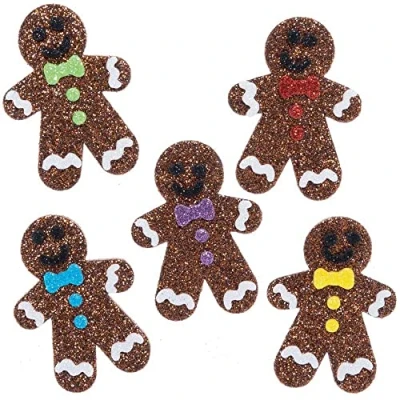 Imagen de Baker Ross FE933 Pegatinas de Espuma Pan Jengibre Paquete 100, para Niños, Ideales Proyectos Manualidades Navideñas, Hacer Tarjetas y Álbumes Recortes