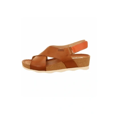 Imagen de Pikolinos Sandalias cuña en Cuero Mahon para Señora Color Brandy
