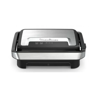 Imagen de Grill Moulinex Inicio Compact GI270D, 2 en 1, &amp; sandwichera, raciones, Antiadherente, 1000 W, Bandeja de goteo extraíble, Acero Inoxidable