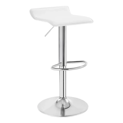 Imagen de WOLTU 1x Taburete de Bar Regulable en Altura Cuero Artificial Acero Cromado Asiento Acolchado Silla Alto Cocina Blanco BH11ws 1