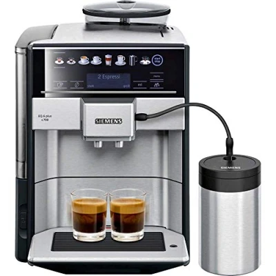 Imagen de Siemens Cafetera automática EQ.6 plus s700 TE657M03DE, limpieza automática, selección directa, dos tazas al mismo tiempo, 1500 W, acero inoxidable
