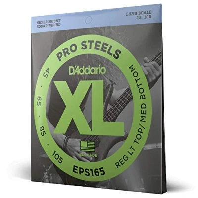 Imagen de D&#039;Addario EPS165 XL ProSteels Ligero Personalizado (.045 .105) Electric Bass Guitar Strings, Escala larga