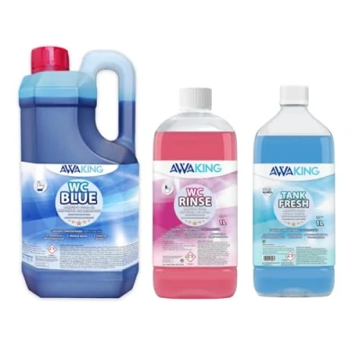 Imagen de PLANTAWA Liquido WC Quimico Portatil, Similar Aqua KEM Blue, 2L + Rinse 1L Tank Fresh 1l, Quimico, Aguas Negras, Cisterna y Grises, Camper,Potti,Aguas Negras Autocaravanas
