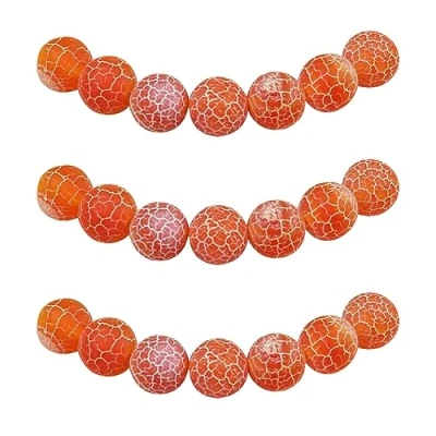 Imagen de MJDCB 10mm 35 piezas Cuentas de Piedra Ágata Vena Dragón Naranja Redondas Sueltas Piedras Semipreciosas Naturales para Hacer Joyas Pulseras Collares