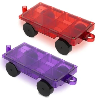 Imagen de Playmags 2 Juego de Piezas Coches: Más Fuerte fichas magnéticas y Bloques Super Durable con Vivid Borrar Color los Azulejos Stem Juguetes para niños. (Los Colores Pueden Variar)