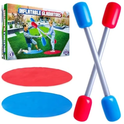 Imagen de KreativeKraft Juego de Gladiadores Inflable con Bastones para Niños Juegos Exterior Niños, Playa