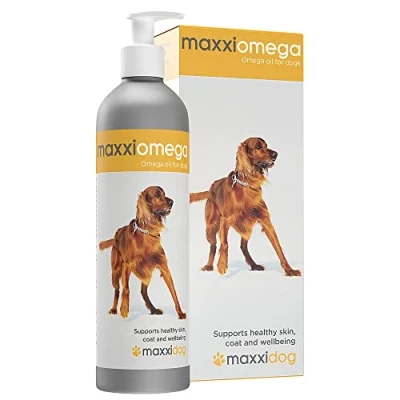 Imagen de maxxipaws maxxiomega Suplemento de Aceite Omega 3, 6 y 9 para Perros Soporte Piel Pelaje, 296ml