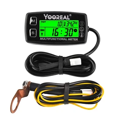 Imagen de Yooreal medidor digital de temperatura del motor, tacómetro y contador horas, impermeable para scooter, quitanieves, bicicleta, motocicleta, tractor césped, generador, camión volquete