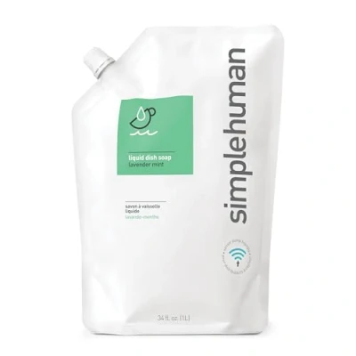 Imagen de simplehuman jabón líquido para lavar platos de lavanda y menta 1 litro, hipoalergénico (sin DEA, sulfatos ni parabenos), biodegradable, compatible con dispensador