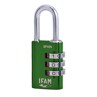 Imagen de IFAM Candado de Combinación Col Combi, 30mm, Color Verde, Máxima Seguridad, Ideal para Maletas y Taquillas, Con Clave Más 1.000 Combinaciones, Aluminio, Gran Ligereza, Arco 5mm