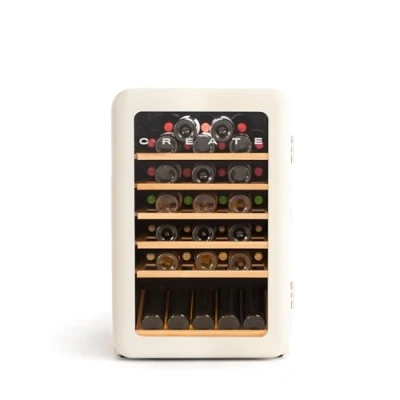 Imagen de CREATE / WINECOOLER Retro XL/Vinoteca eléctrica de 45 Botellas Blanco Roto/Diseño Retro, Temperatura Regulable, 115L, 75cl, Eco Friendly, 55x55x83,5 cm