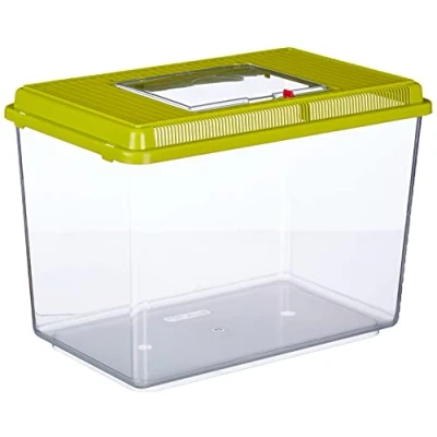 Imagen de Ferplast Acuario de plástico para peces GEO MAXI Tanque 21 L, terrario insectos y tortugas, Plástico, Rejillas ventilación, 41,3 x 26 h 29,8 cm Verde