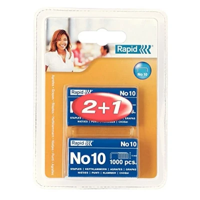 Imagen de RAPID 20710728 Caja 1000 grapas 10/4 mm (2+1) x1000 Standard (en blíster) galvanizada