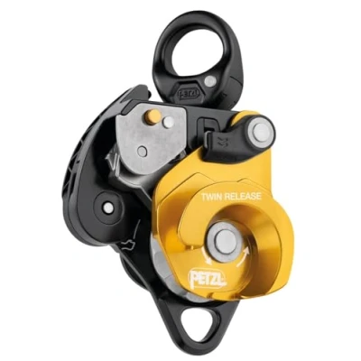 Imagen de Petzl Twin Release Polea De Doble Bloqueo Desbloqueable para Sistemas Recuperación, Adultos Unisex, Oro Negro, U