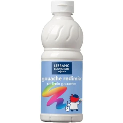 Imagen de Lefranc Bourgeois Educación, Gouache líquida Redimix, témperas para niños, 500ML Blanco, Pinturas niños y Manualidades