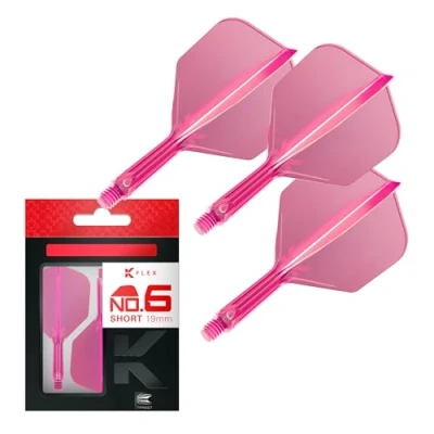 Imagen de Target Darts K Flex Integrated Dart Flight and Shaft, No.6 Rosa (Corto) Lote de 3 No 6, Plumas y Caña para Dardos Kflex Precision Moulded 2 In 1 Accesorios Profesionales