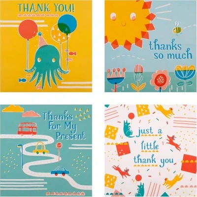 Imagen de Hallmark Tarjetas de agradecimiento para niños, paquete múltiple 20 en 4 bonitos diseños