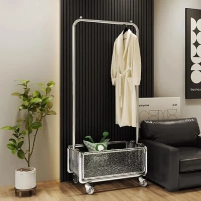 Imagen de DODOBD Perchero de Metal,Perchero Burro,Burro Ropa con Ruedas,Percheros Pie,Resistente,Vestidor,Portátil,Metálico,Barra para Colgar Ropa,Un Burro Dormitorio,Plata