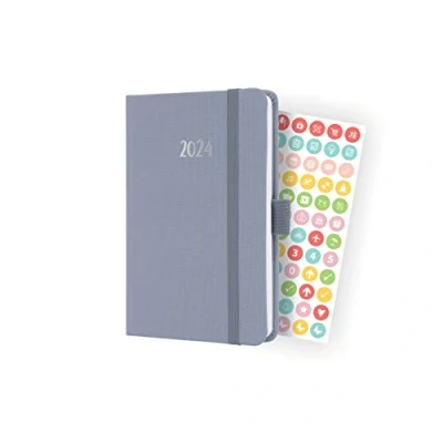 Imagen de SIGEL J4406 Agenda semanal Jolie 2024, certificación FSC, dos páginas = una semana, tapa dura superficie textil, aprox. A6, lila, 174