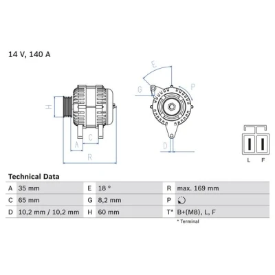 Imagen de BOSCH 0 986 084 150 Alternador 14V 140A OPEL: Astra H Hatchback, Zafira B, GTC