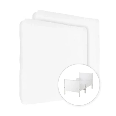 Imagen de 2X sábana Bajera Ajustable para Cuna de bebé 160 x 80 cm, 100% algodón (Blanco)