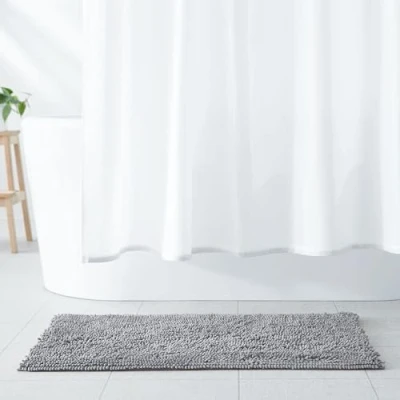 Imagen de Amazon Basics Alfombrilla de Baño, Antideslizante, Microfibra, Platino, 53 x 87 cm