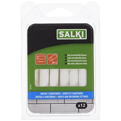Imagen de SALKI Pack de 12 Barras Silicona Caliente para Juntas y Sanitarios Color Blanco mm